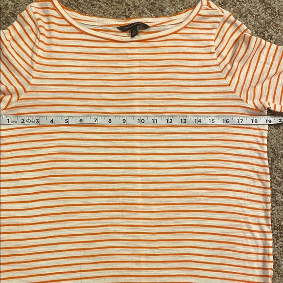 Banana Repuplic Women's Boat Neck Tee Striped Orange and White Top Sz M - Picture 4 of 9